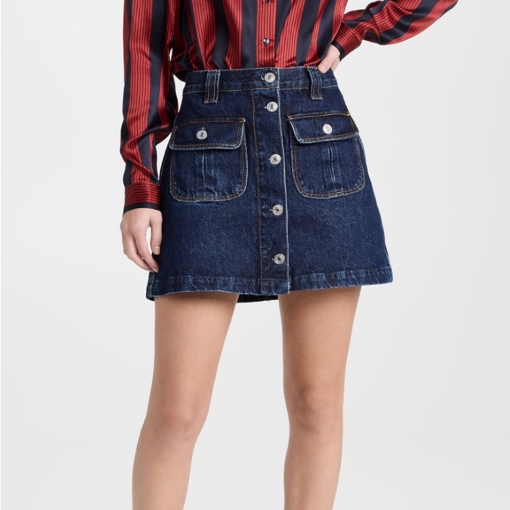 RE/DONE Denim Button-Front Mini Skirt size Large NWT